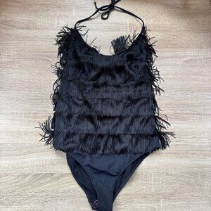 New Stella McCartney Fringes One Piece Black Swimsuit Medium